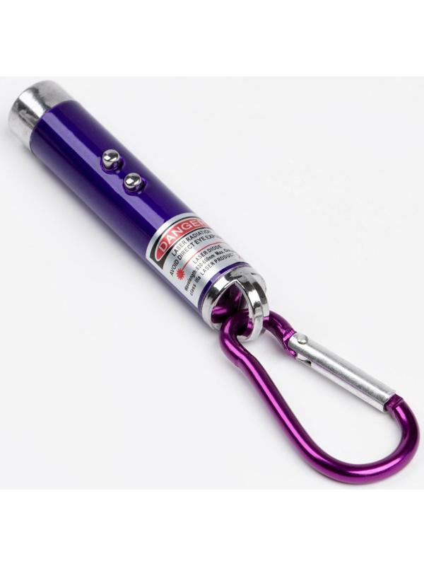 Лазерная указка, с карабином, дальность 1 км, 3 LR 44, 7.3 х 1.2 см, сиреневый