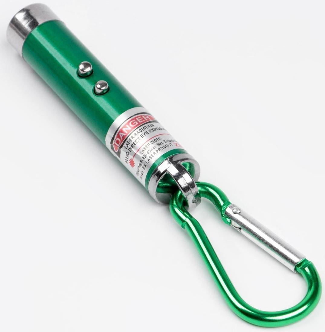 Лазерная указка, с карабином, дальность 1 км, 3 LR 44, 7.3 х 1.2 см, зеленый