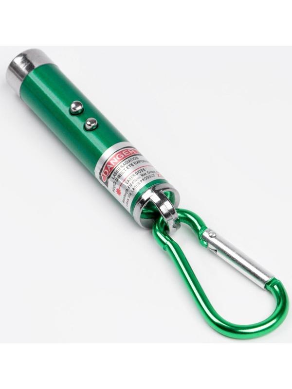 Лазерная указка, с карабином, дальность 1 км, 3 LR 44, 7.3 х 1.2 см, зеленый