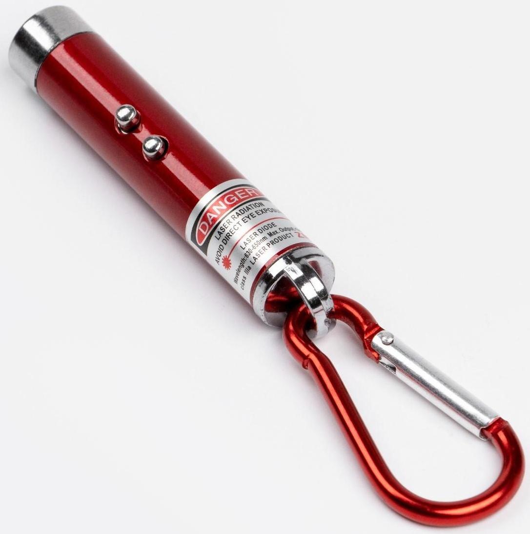 Лазерная указка, с карабином, дальность 1 км, 3 LR 44, 7.3 х 1.2 см, красный