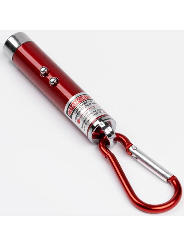 Лазерная указка, с карабином, дальность 1 км, 3 LR 44, 7.3 х 1.2 см, красный