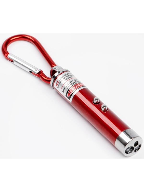 Лазерная указка, с карабином, дальность 1 км, 3 LR 44, 7.3 х 1.2 см, красный