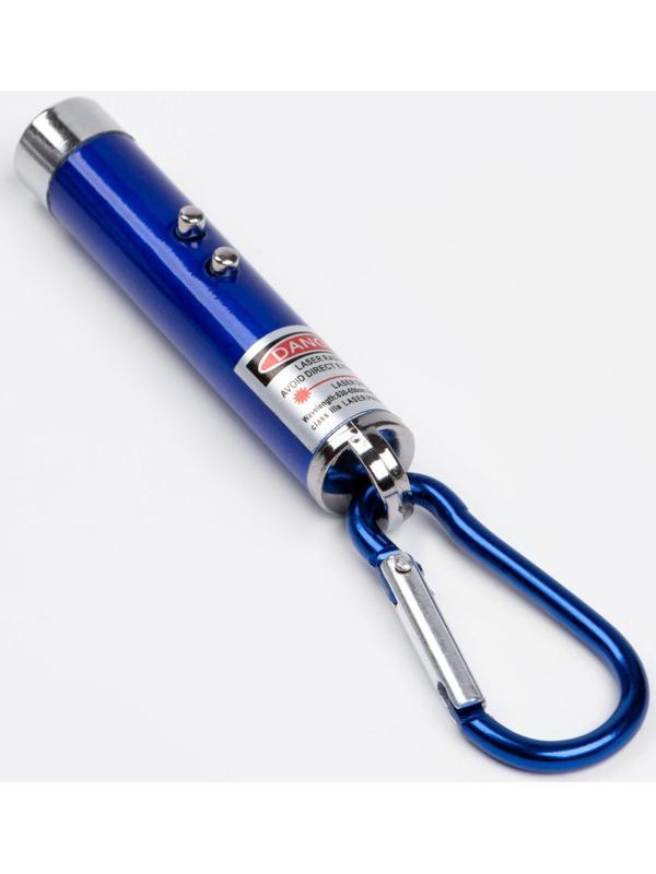 Лазерная указка, с карабином, дальность 1 км, 3 LR 44, 7.3 х 1.2 см, синий