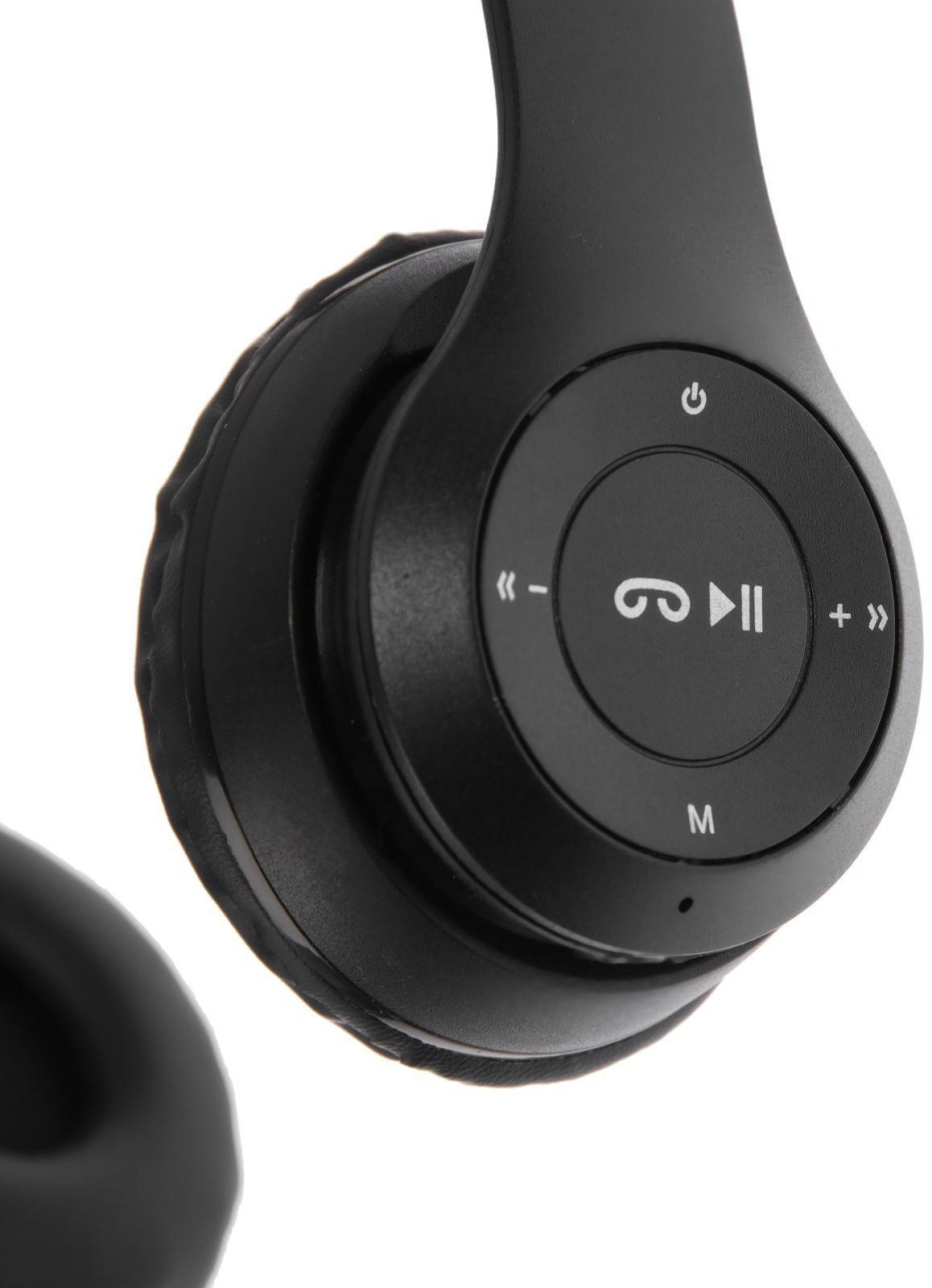 Наушники P47M, беспроводные, полноразмерные, BT, microSD, микрофон, AUX, с ушками, черные