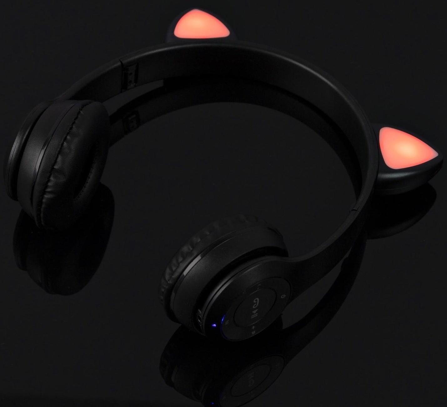 Наушники P47M, беспроводные, полноразмерные, BT, microSD, микрофон, AUX, с ушками, черные