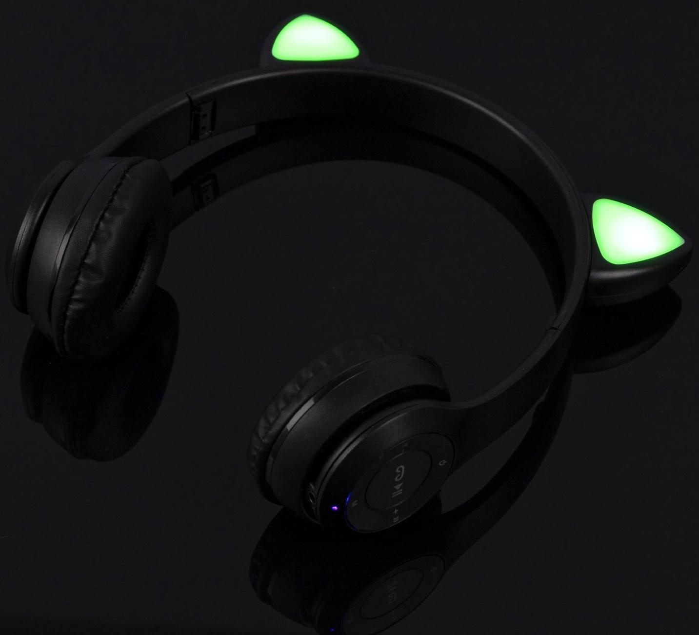 Наушники P47M, беспроводные, полноразмерные, BT, microSD, микрофон, AUX, с ушками, черные