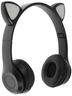 Наушники P47M, беспроводные, полноразмерные, BT, microSD, микрофон, AUX, с ушками, черные