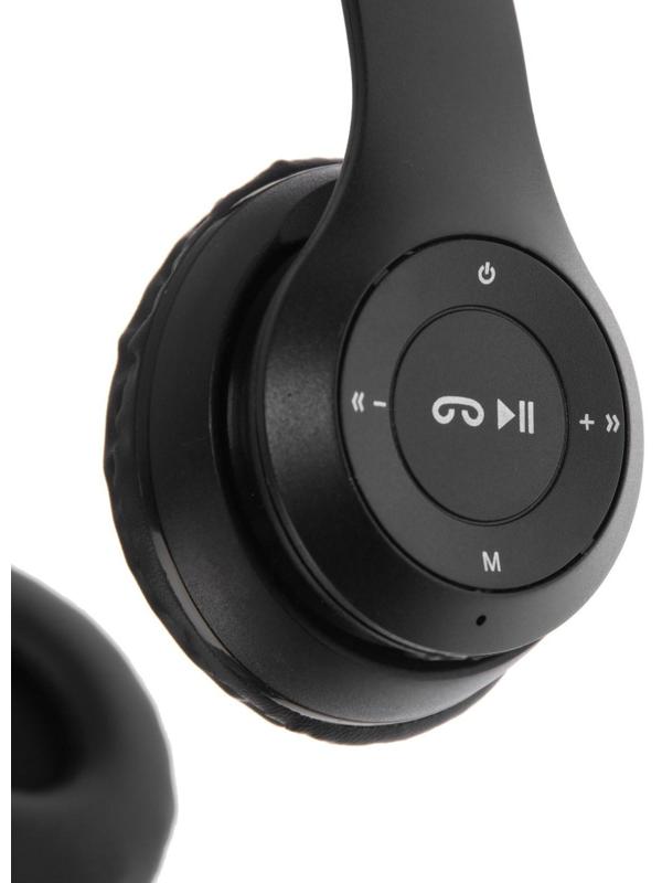 Наушники P47M, беспроводные, полноразмерные, BT, microSD, микрофон, AUX, с ушками, черные