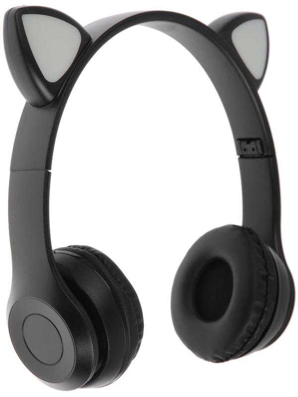 Наушники P47M, беспроводные, полноразмерные, BT, microSD, микрофон, AUX, с ушками, черные