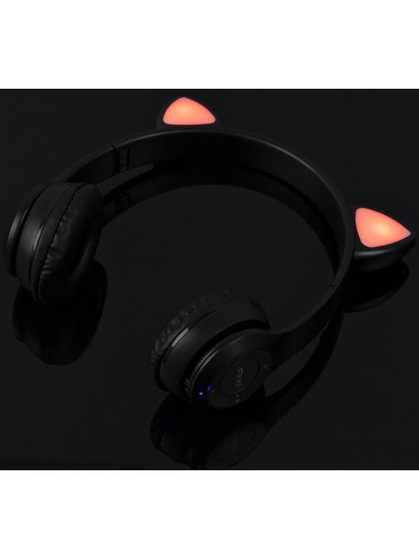 Наушники P47M, беспроводные, полноразмерные, BT, microSD, микрофон, AUX, с ушками, черные