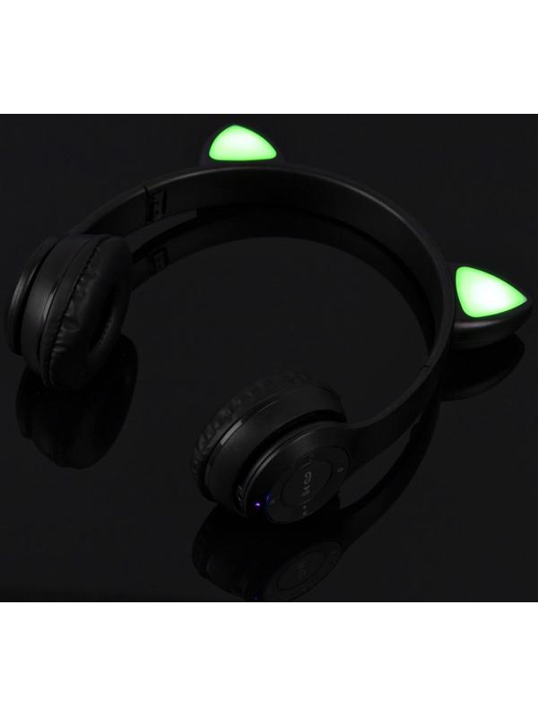 Наушники P47M, беспроводные, полноразмерные, BT, microSD, микрофон, AUX, с ушками, черные