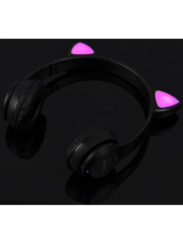 Наушники P47M, беспроводные, полноразмерные, BT, microSD, микрофон, AUX, с ушками, черные