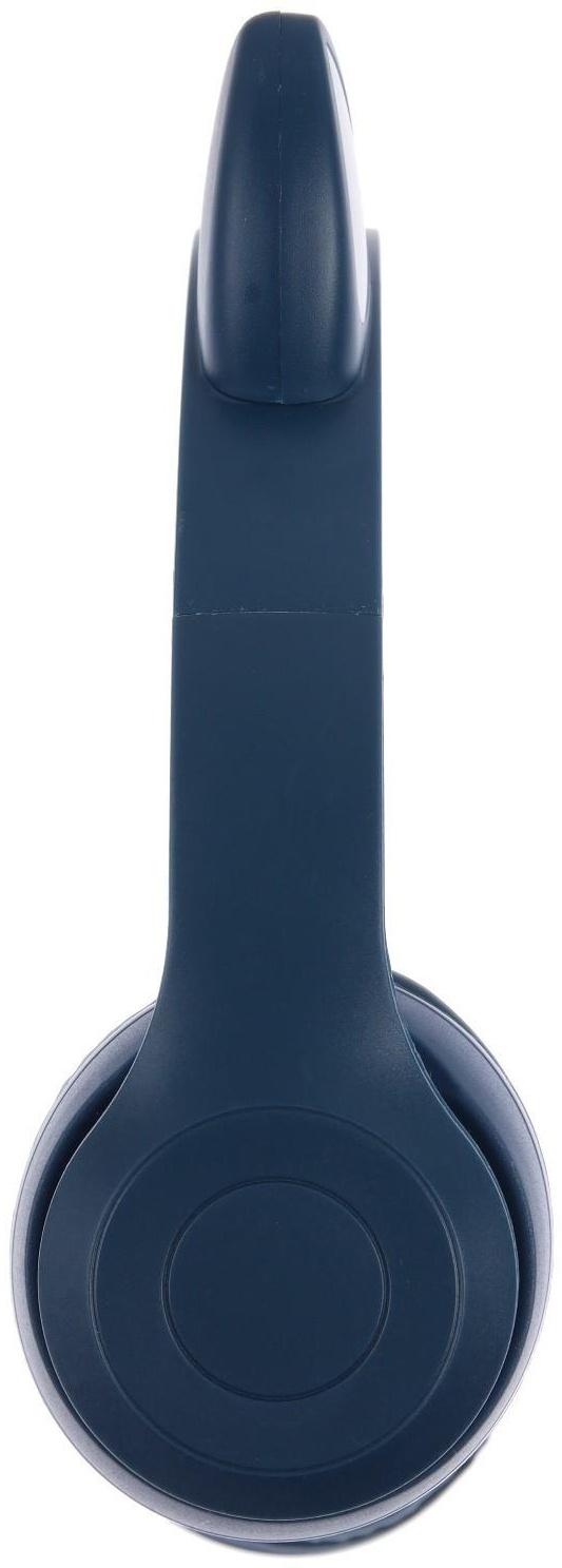 Наушники P47M, беспроводные, полноразмерные, BT, microSD, микрофон, AUX, с ушками, синие