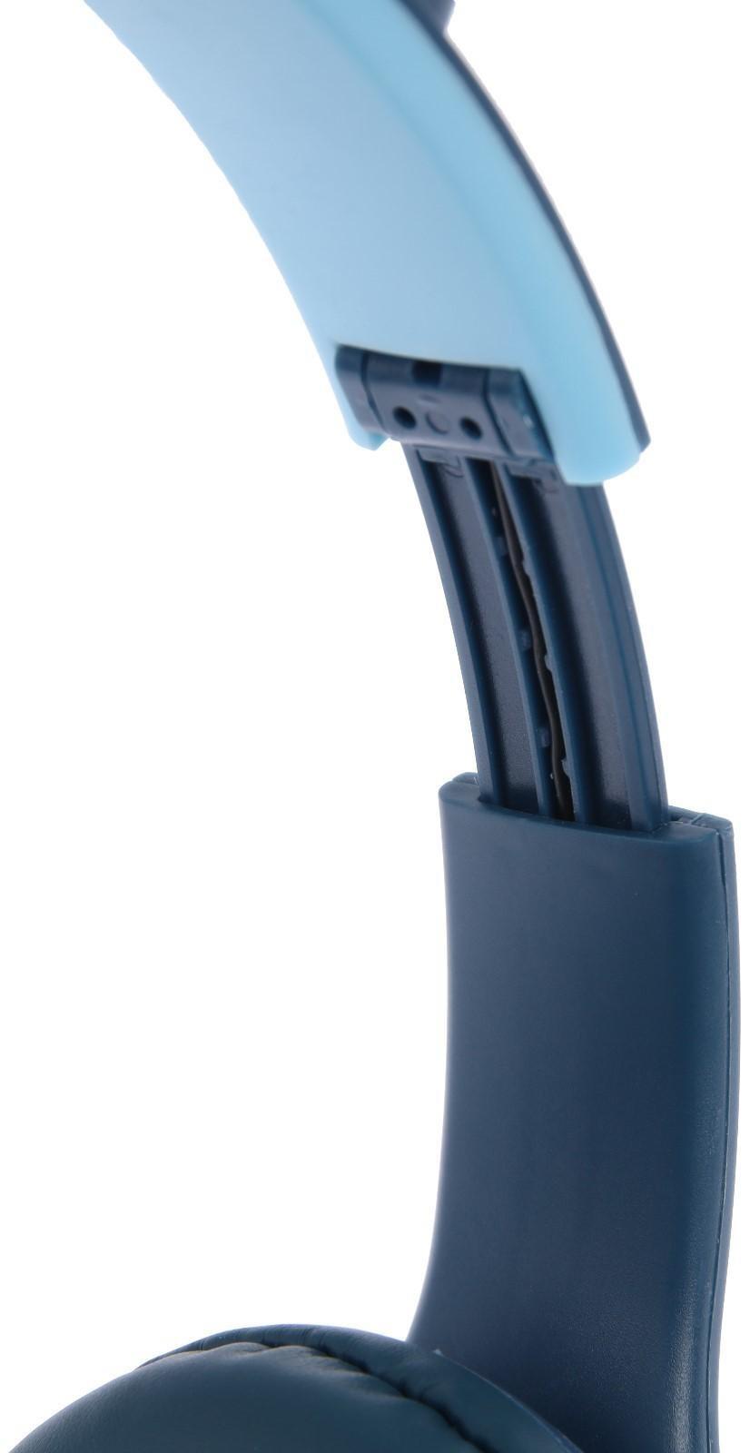 Наушники P47M, беспроводные, полноразмерные, BT, microSD, микрофон, AUX, с ушками, синие