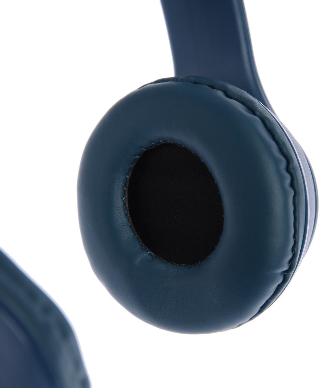 Наушники P47M, беспроводные, полноразмерные, BT, microSD, микрофон, AUX, с ушками, синие