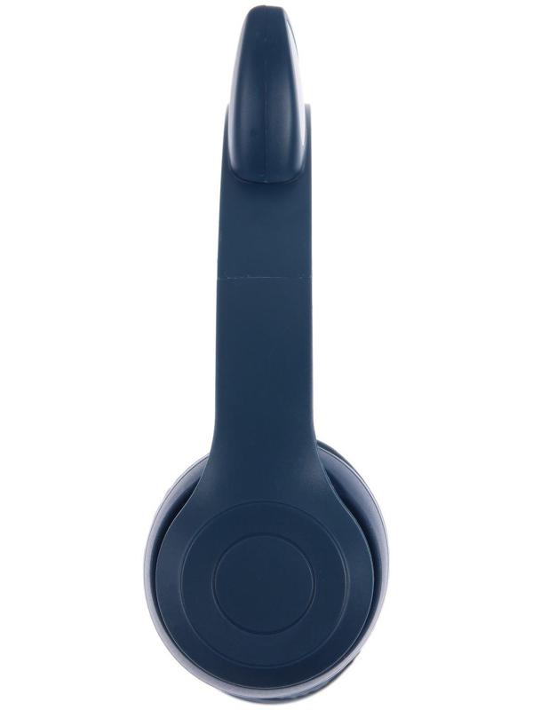 Наушники P47M, беспроводные, полноразмерные, BT, microSD, микрофон, AUX, с ушками, синие