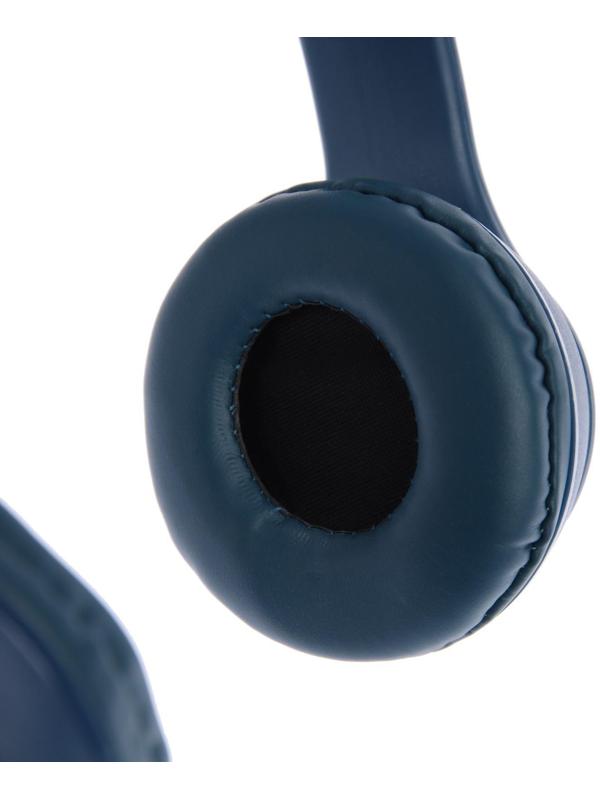 Наушники P47M, беспроводные, полноразмерные, BT, microSD, микрофон, AUX, с ушками, синие