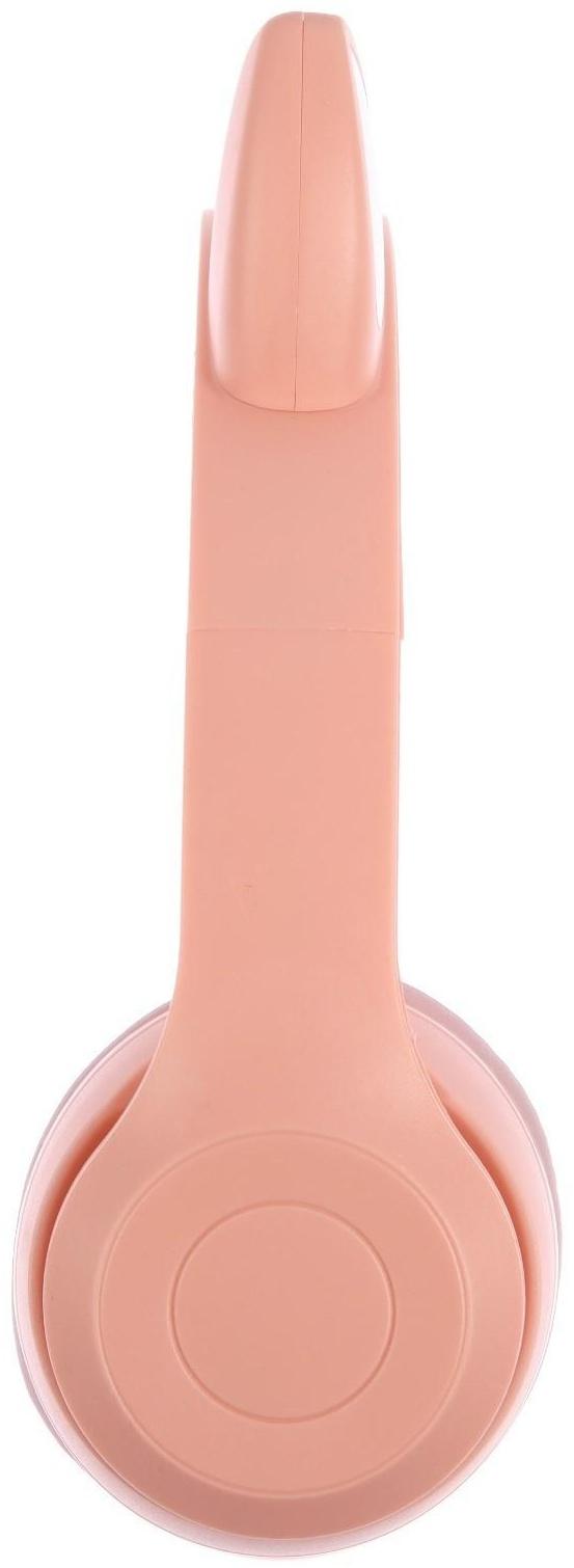 Наушники P47M, беспроводные, полноразмерные, BT, microSD, микрофон,AUX, с ушками, розовые