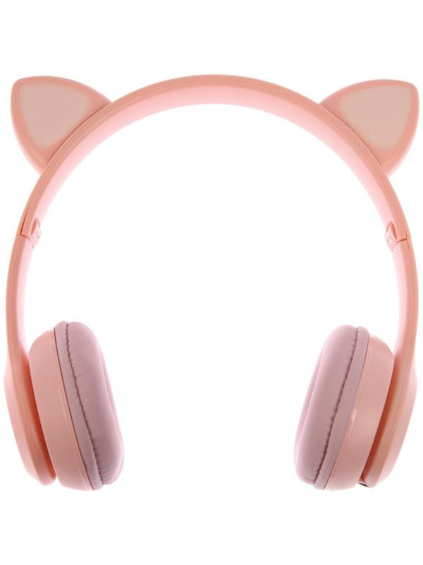 Наушники P47M, беспроводные, полноразмерные, BT, microSD, микрофон,AUX, с ушками, розовые