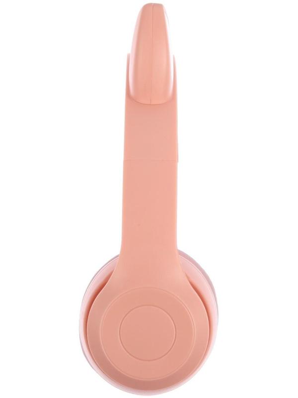 Наушники P47M, беспроводные, полноразмерные, BT, microSD, микрофон,AUX, с ушками, розовые