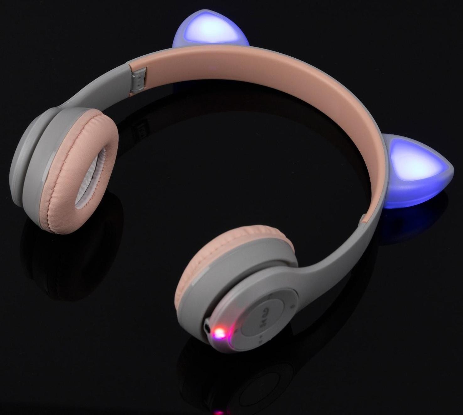 Наушники P47M, беспроводные, полноразмерные, BT, microSD, микрофон, AUX, с ушками, белые