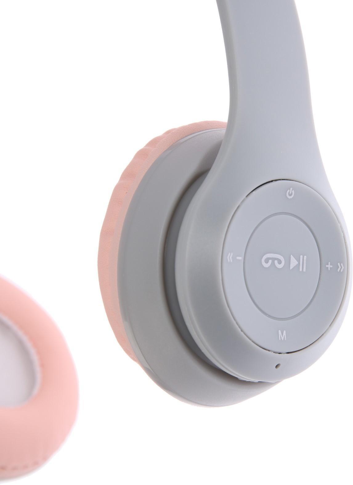 Наушники P47M, беспроводные, полноразмерные, BT, microSD, микрофон, AUX, с ушками, белые