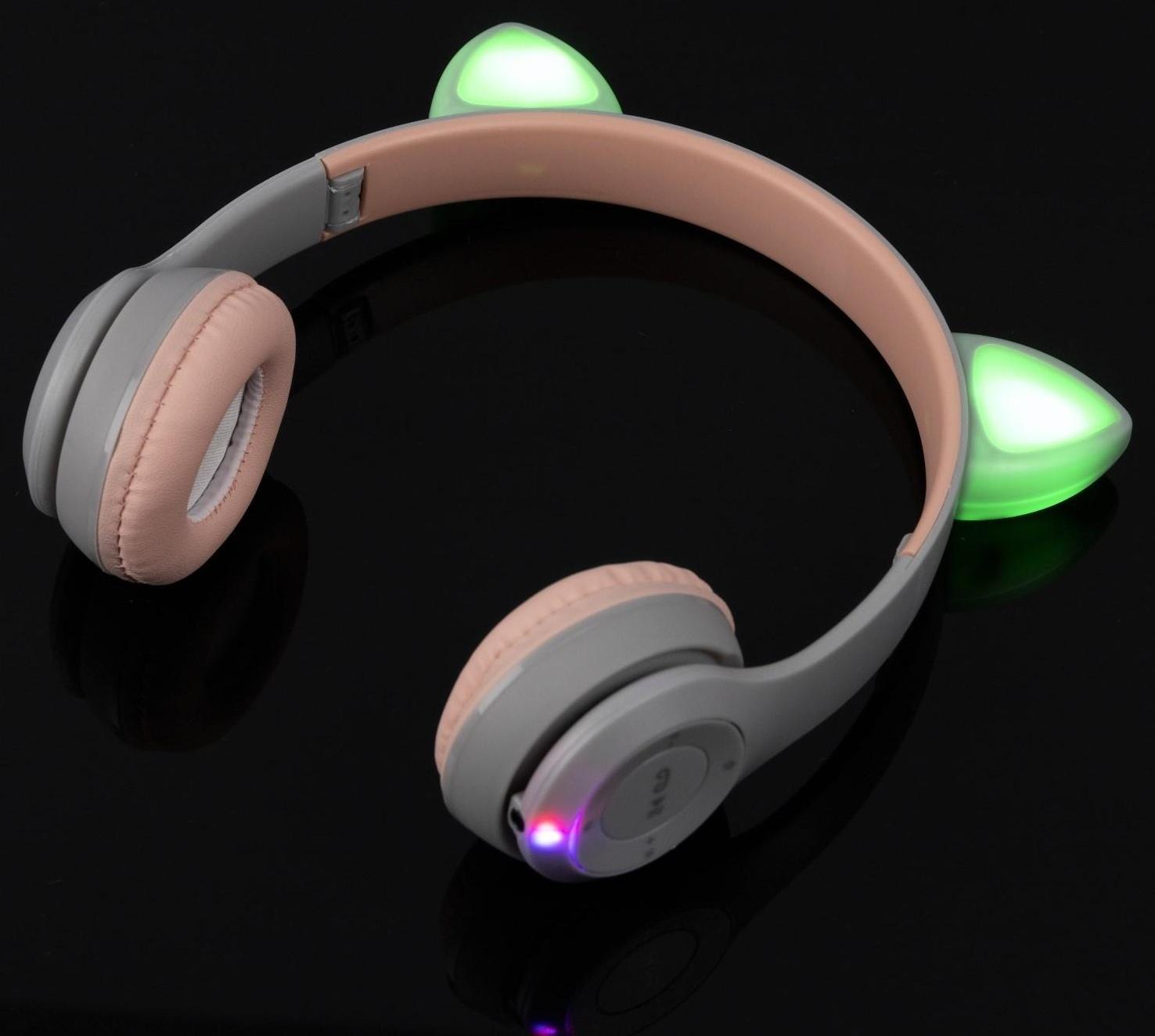 Наушники P47M, беспроводные, полноразмерные, BT, microSD, микрофон, AUX, с ушками, белые