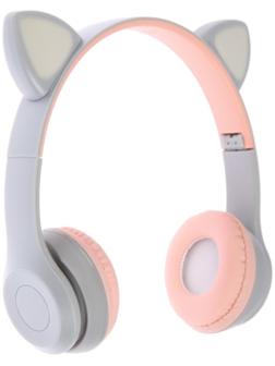 Наушники P47M, беспроводные, полноразмерные, BT, microSD, микрофон, AUX, с ушками, белые