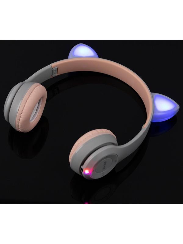 Наушники P47M, беспроводные, полноразмерные, BT, microSD, микрофон, AUX, с ушками, белые