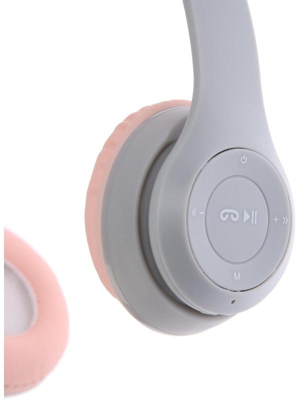 Наушники P47M, беспроводные, полноразмерные, BT, microSD, микрофон, AUX, с ушками, белые