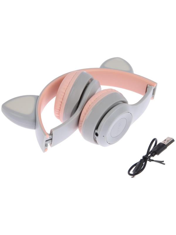 Наушники P47M, беспроводные, полноразмерные, BT, microSD, микрофон, AUX, с ушками, белые