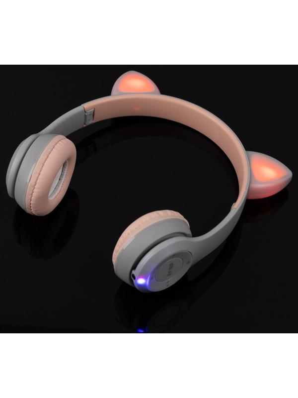 Наушники P47M, беспроводные, полноразмерные, BT, microSD, микрофон, AUX, с ушками, белые