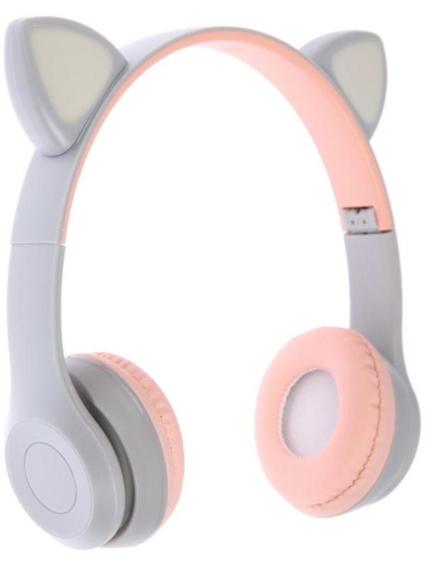 Наушники P47M, беспроводные, полноразмерные, BT, microSD, микрофон, AUX, с ушками, белые