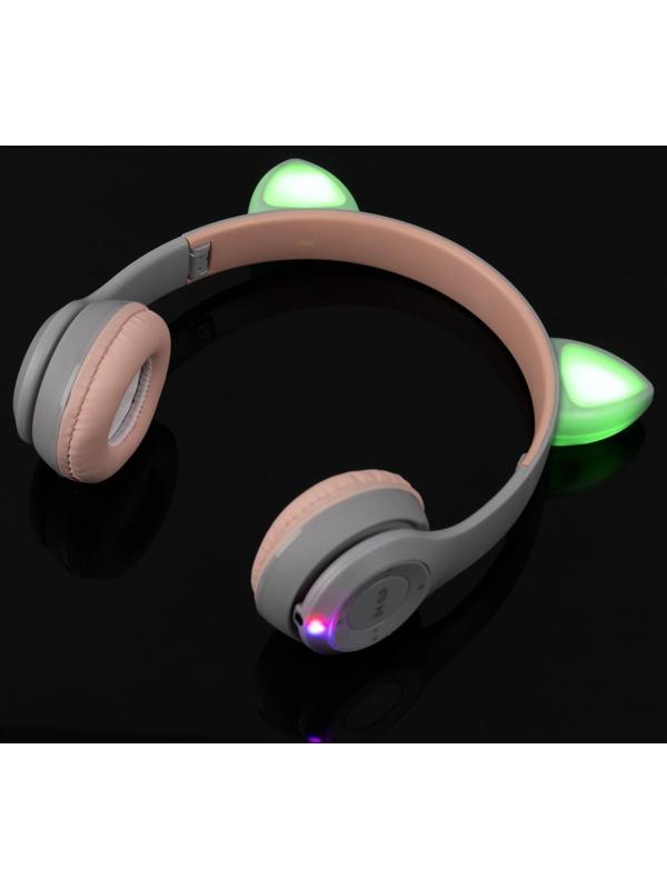 Наушники P47M, беспроводные, полноразмерные, BT, microSD, микрофон, AUX, с ушками, белые