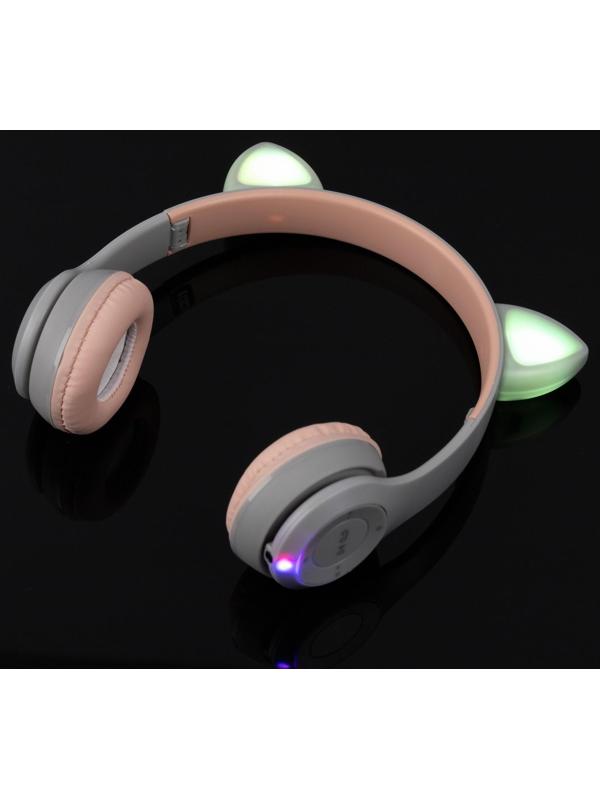 Наушники P47M, беспроводные, полноразмерные, BT, microSD, микрофон, AUX, с ушками, белые