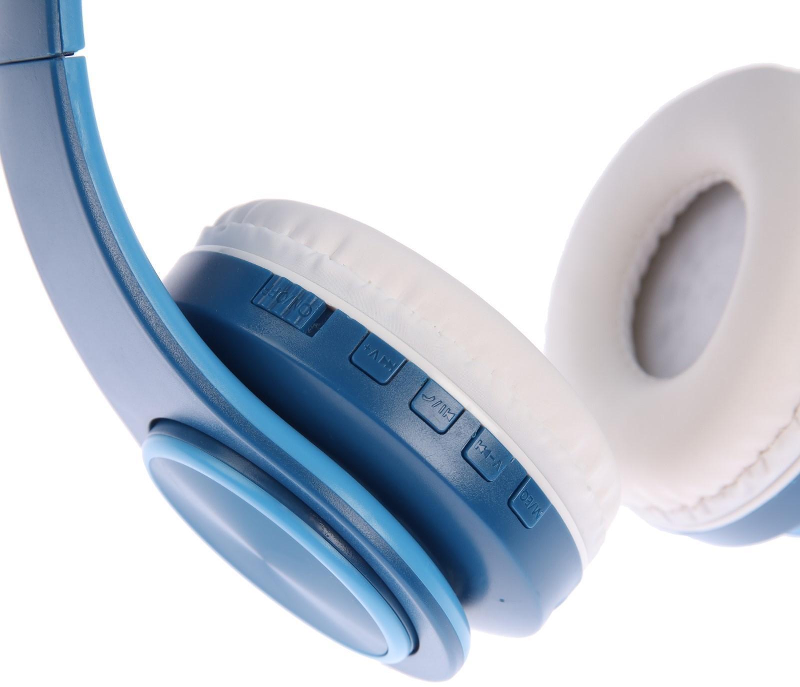 Наушники Т47, беспроводные, полноразмерные, BT, microSD, FM, микрофон, AUX, синие