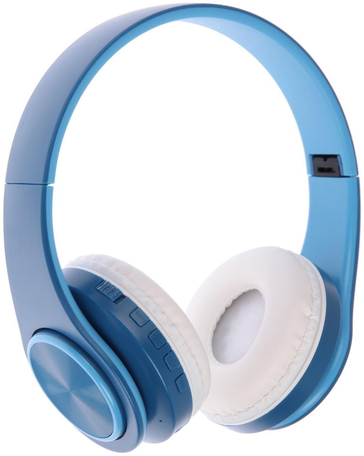 Наушники Т47, беспроводные, полноразмерные, BT, microSD, FM, микрофон, AUX, синие