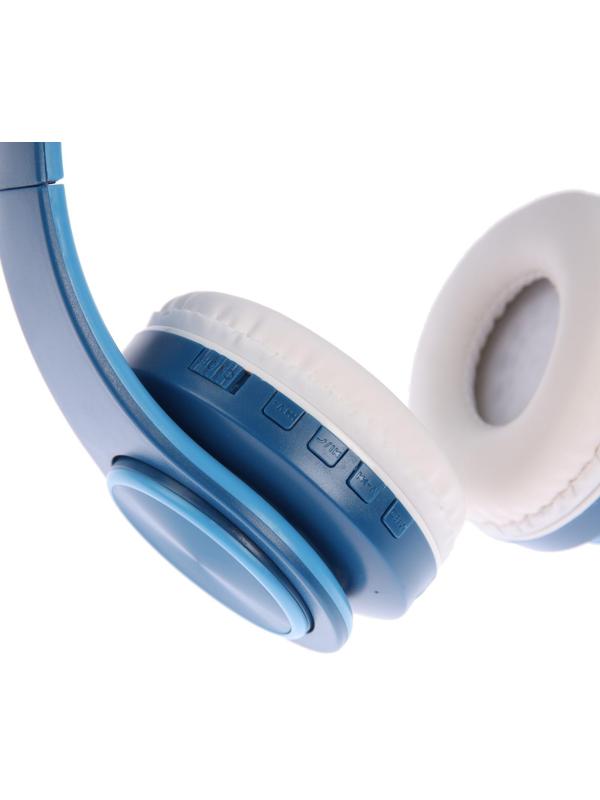 Наушники Т47, беспроводные, полноразмерные, BT, microSD, FM, микрофон, AUX, синие