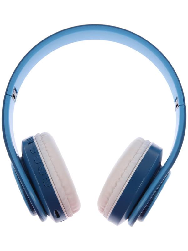 Наушники Т47, беспроводные, полноразмерные, BT, microSD, FM, микрофон, AUX, синие