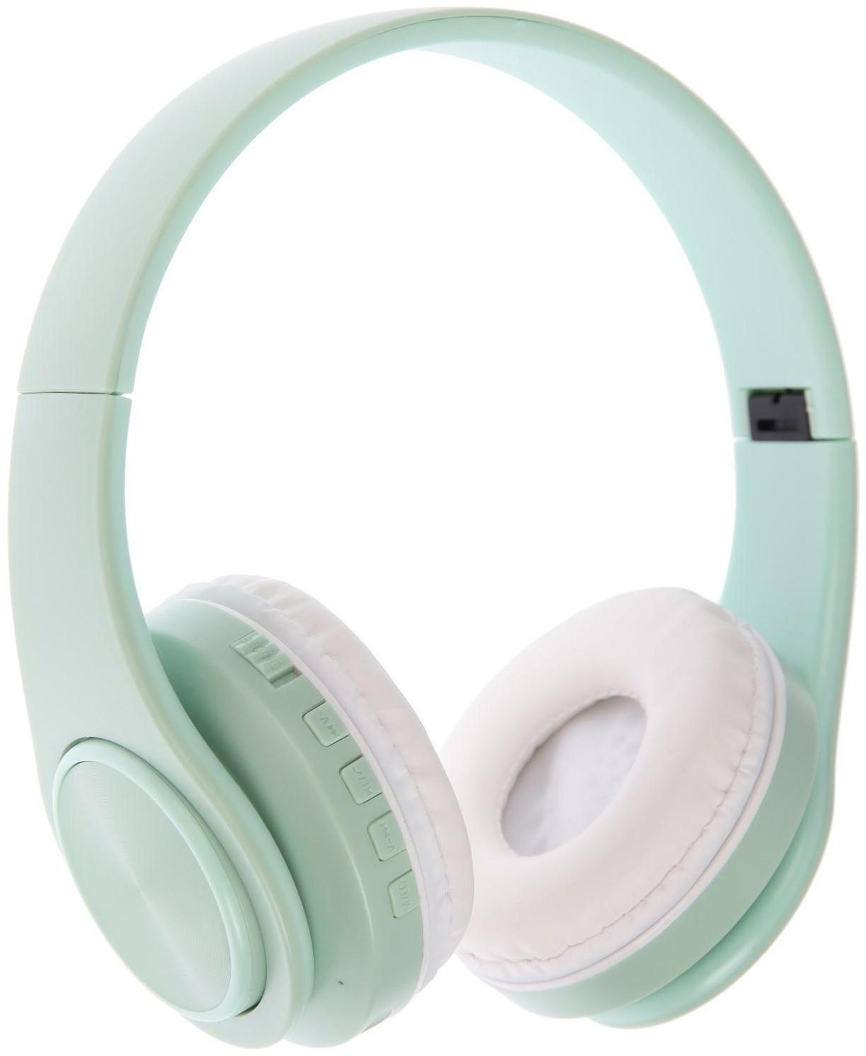 Наушники Т47, беспроводные, полноразмерные, BT, microSD, FM, микрофон, AUX, зеленые