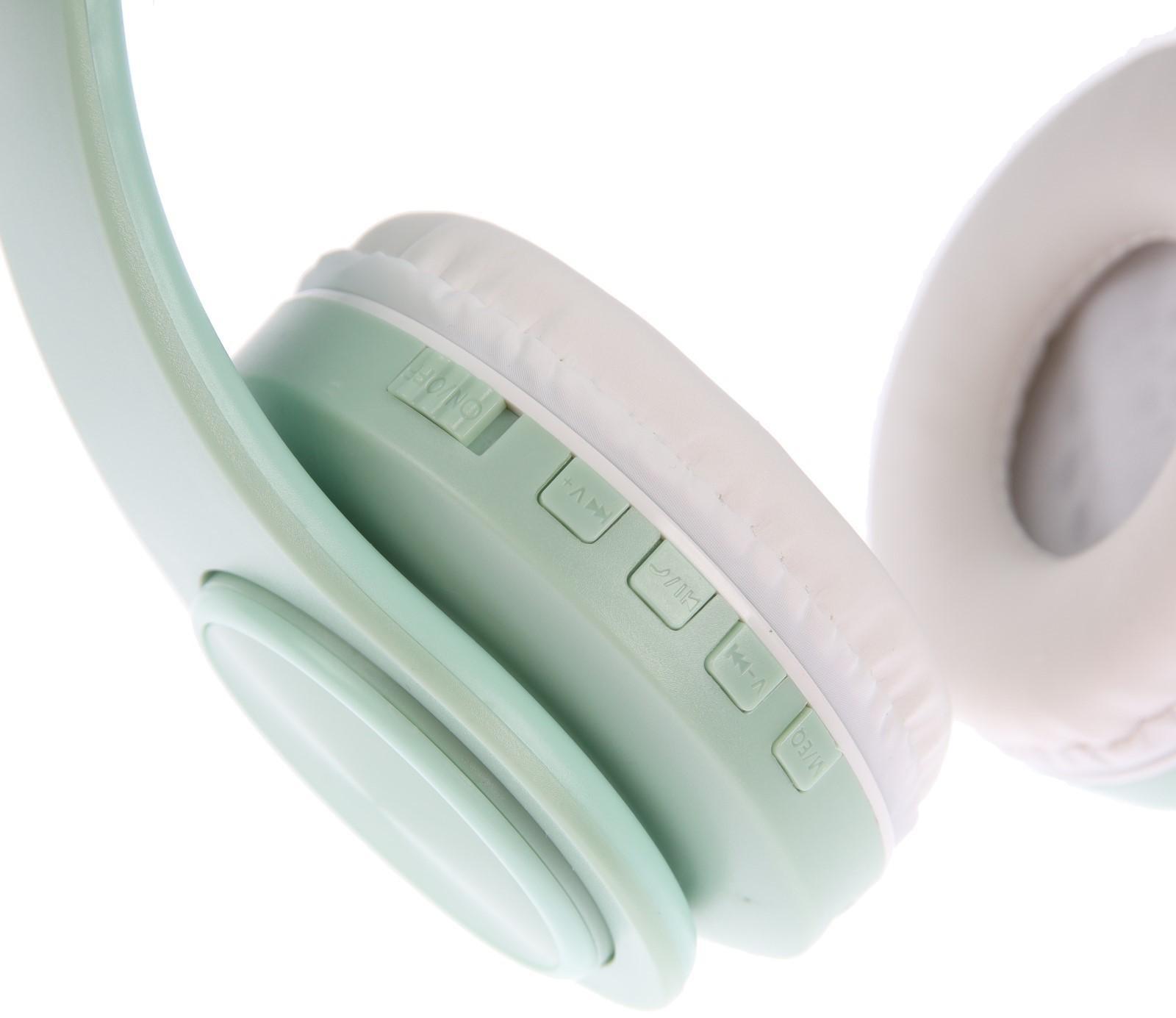 Наушники Т47, беспроводные, полноразмерные, BT, microSD, FM, микрофон, AUX, зеленые