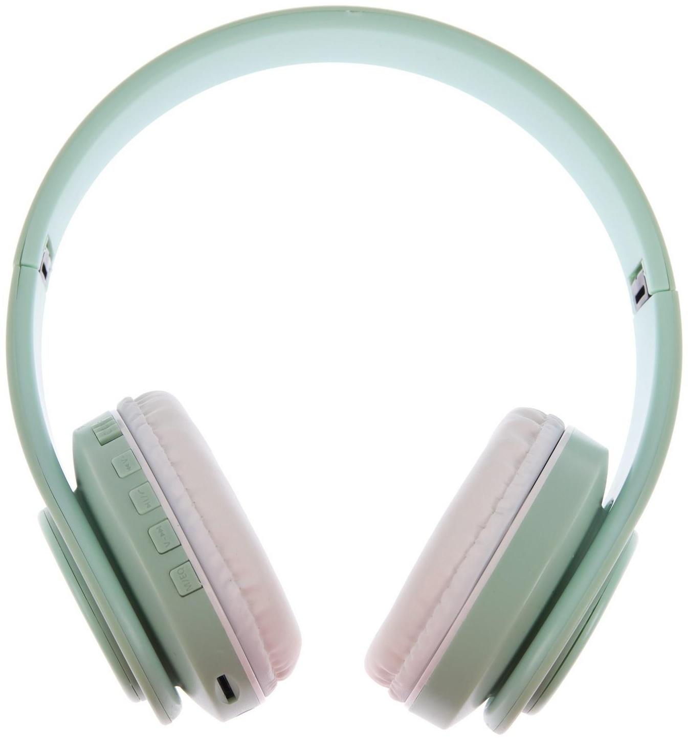 Наушники Т47, беспроводные, полноразмерные, BT, microSD, FM, микрофон, AUX, зеленые