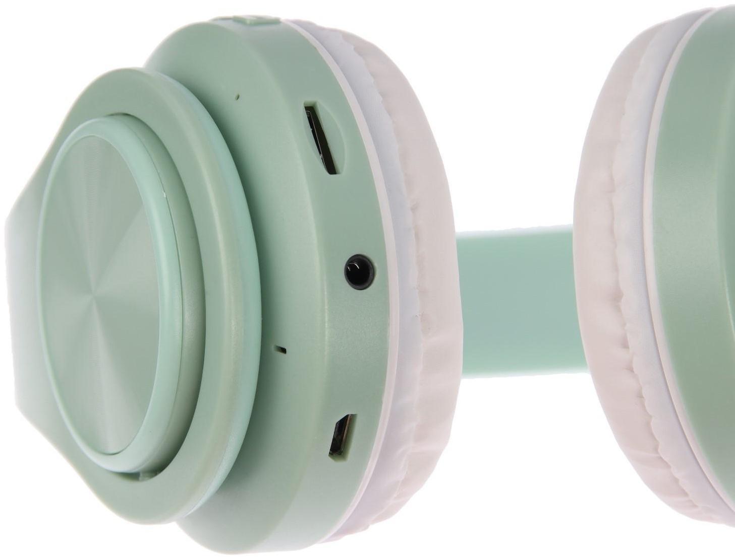 Наушники Т47, беспроводные, полноразмерные, BT, microSD, FM, микрофон, AUX, зеленые