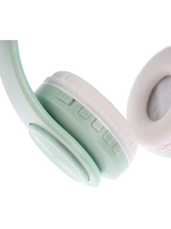 Наушники Т47, беспроводные, полноразмерные, BT, microSD, FM, микрофон, AUX, зеленые