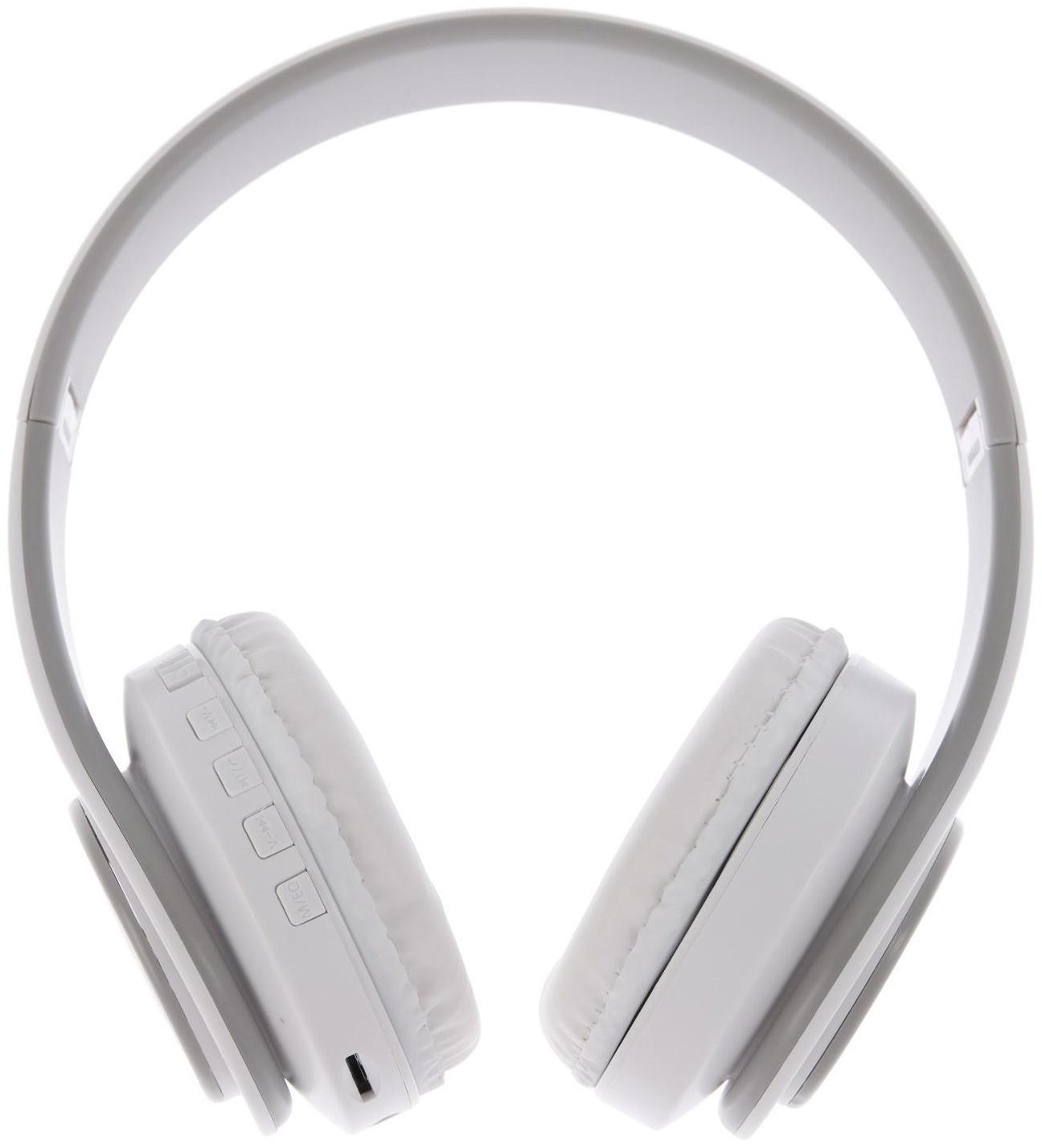 Наушники Т47, беспроводные, полноразмерные, BT, microSD, FM, микрофон, AUX, белые