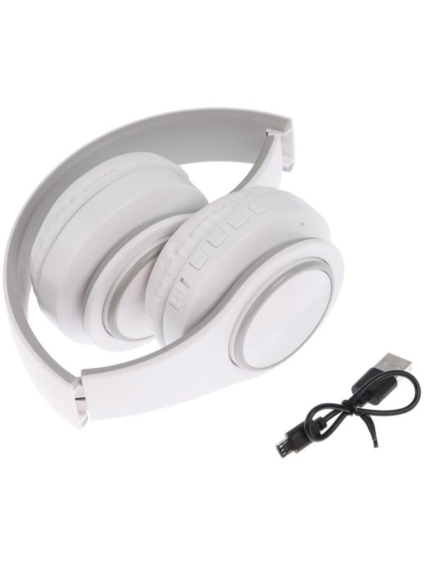 Наушники Т47, беспроводные, полноразмерные, BT, microSD, FM, микрофон, AUX, белые