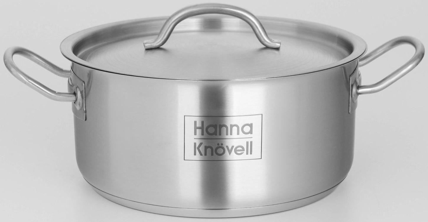 Кастрюля из нержавеющей стали Hanna Knövell с крышкой, 3 л, d=20 см, h=9,5 см, толщина стенки 0,6 мм, индукция