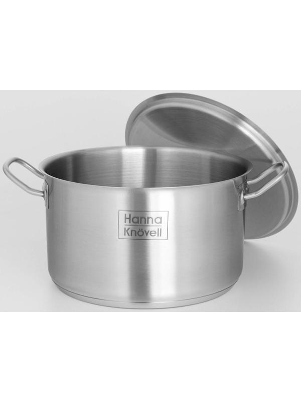 Кастрюля из нержавеющей стали Hanna Knövell с крышкой, 5 л, d=22 см, h=13 см, толщина стенки 0,6 мм, индукция