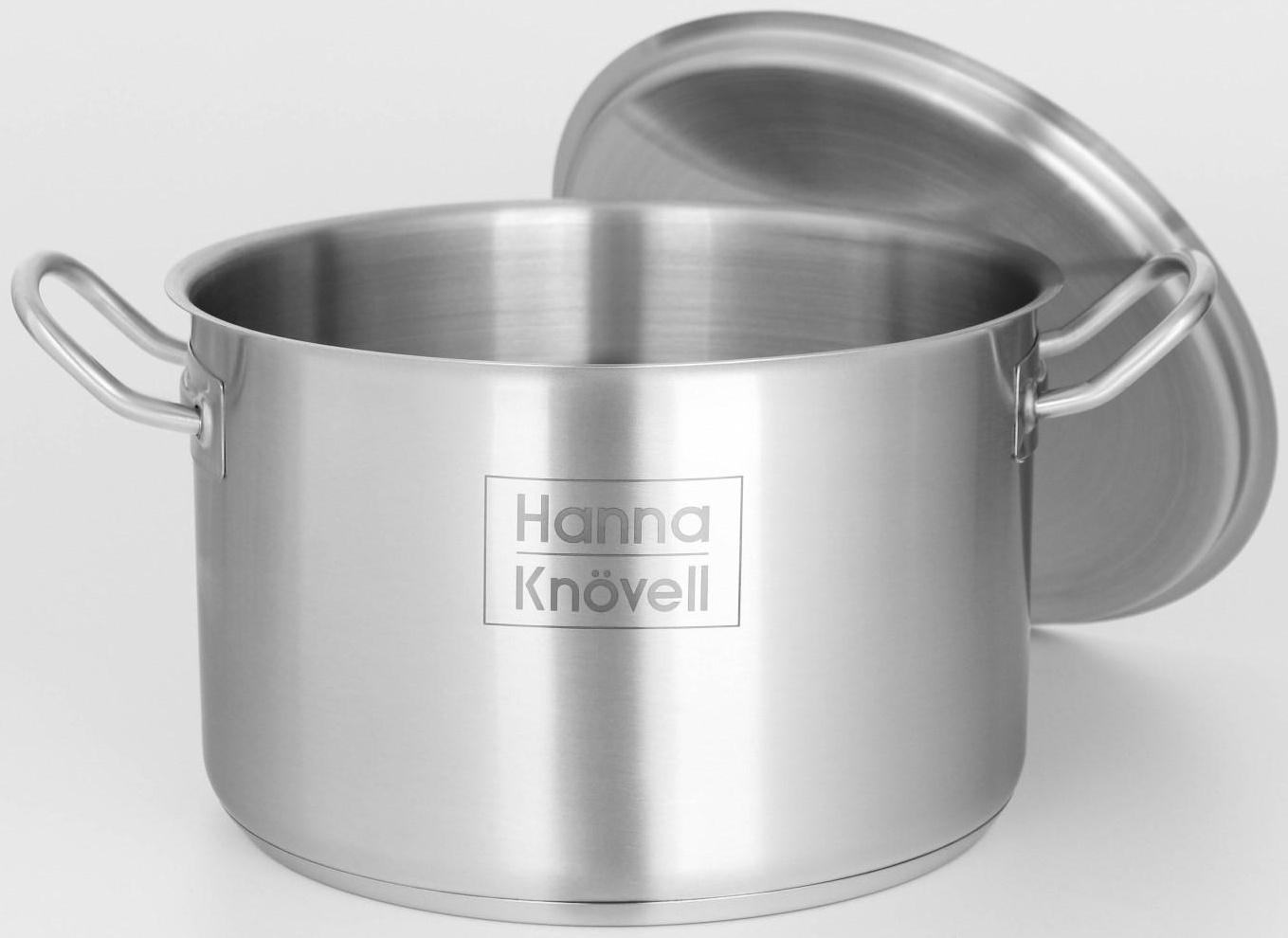 Кастрюля из нержавеющей стали Hanna Knövell с крышкой, 7 л, d=24 см, h=15,5 см, толщина стенки 0,6 мм, индукция