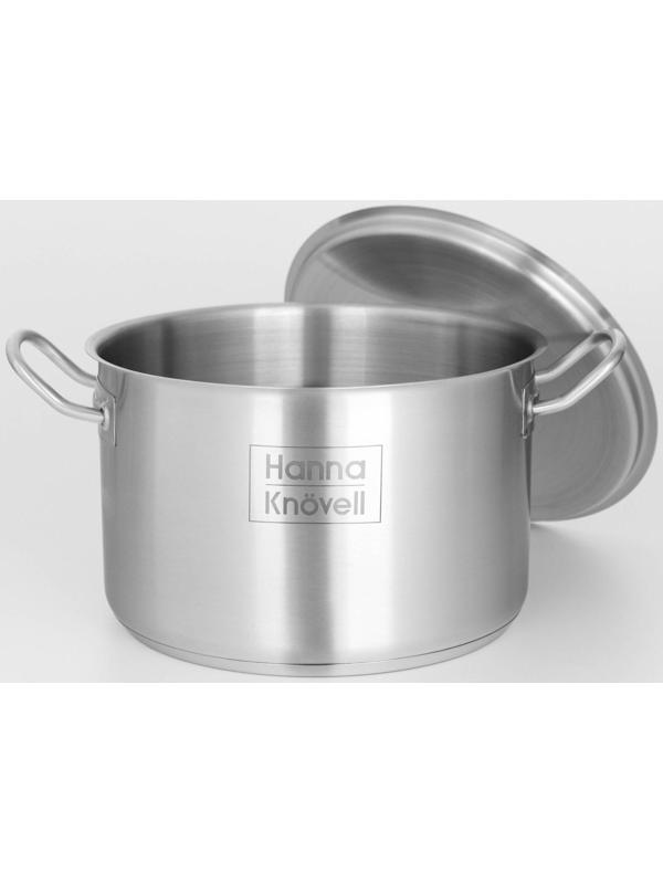 Кастрюля из нержавеющей стали Hanna Knövell с крышкой, 7 л, d=24 см, h=15,5 см, толщина стенки 0,6 мм, индукция